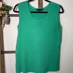 Ming Wang Green Sleeveless Knit Top Size Medium Scoop Neck Side Slit Photo 0