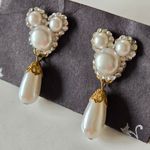 Disney  Mickey Mouse Pearl Gold Rhinestone Dangle earrings Photo 3