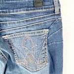 Wrangler Blue Denim Mid Rise Five Pockets Distressed Bootcut Jeans Size 10 Photo 8