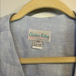 Charlotte Kellogg Palm Beach 100% Linen Blouse Long Sleeve Plus Size 2X Blue Photo 1