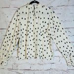 Maison d'Amelie Polka Dot Ruffle Top Large Long Sleeve Mock Neck Classiccore White Photo 1