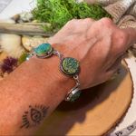 Handmade Titanium Druzy Teal Green Sterling Silver Toggle Bracelet Photo 4