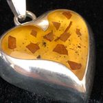 Sterling Silver 925  And Mixed Baltic Amber Heart Necklace Photo 1