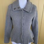 EXPRESS women S wool blend snap front Longsleeve knit sweater w/cowl neck grey Photo 0