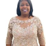 La Femme dress floral column gown woman’s champagne dress NEW Photo 3