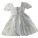Waverly‎ Grey Dress Womens X Small White Shorty Button Back Mini Puff Sleeve Size XS Photo 3