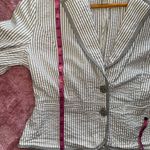 Sandro Paris Women's Jacket 100% Cotton Grey And White Seersucker Size M GUC Photo 7