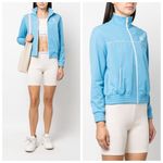 Sporty & Rich New Logo Print Zip Up Track Jacket Blue Womens Size Medium Photo 1