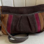 Tignanello Women’s Striped Suede Crossbody Bag Womens Multicolor Elegant Purse Brown Photo 0