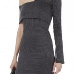 Beaufille Pinstripe One Sleeve Canopy cotton Linen Blend Stretch Mini dress 0 Gray Photo 0