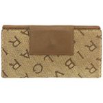 BVLGARI  Logo Mania Beige Canvas Leather Long Bifold Wallet, 7.5"x4.1" Photo 1