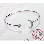 Boutique NEW Thin Women's Dainty Moon‎ & Star 925 Silver Bracelet, Adjustable Photo 1