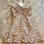 ZARA 🆕 floral satin strappy mini dress purple yellow pink white xs Photo 0