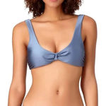Anne cole Scoop-Neck Blue Shiny Bikini Top NWT L Photo 0