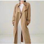 Babaton Aritzia  slouchy draped tan trench coat oversized loose fit lightweight Photo 13