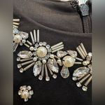 Cynthia Steffe  Black & Cream Peplum Embellished Sequin Beaded Midi Dress Size 2 Photo 4