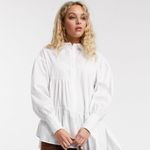 Topshop Nwt‎  tiered poplin shirt in white Photo 2