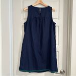 J.Crew  Embroidered Navy Linen‎ Sleeveless Shift Dress Size Medium Photo 1
