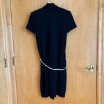 St. John Collection Black Knit Button Front Sheath Dress with White Belt Size 2 Photo 5