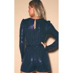 Lulus Bettie Sequin Long Sleeve Romper - Royal Blue Size Small NWT Photo 8