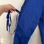 Ashley Stewart  Plus Size Lace Up Side Hi Rise Denim Capris Royal Blue Pants 16 Photo 5