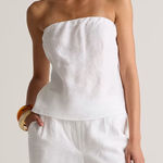 Quince NWT  100% European White Linen Strapless Top Sz S Photo 0