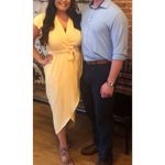 Amanda Uprichard  Martinique Yellow Midi Belted Wrap Dress size 2X Photo 2