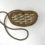 Vintage 90s Metallic Gold Braided Leather Mini Woven Basket Crossbody Purse Bag Photo 4