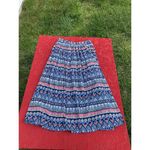 Blair  Vintage Skirt Elastic‎ Waist Size medium blue pink cottage Geometric Photo 3