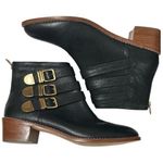 Loeffler Randall  Fenton Black Leather Bootie Gold Hardware Size 9.5 Photo 0