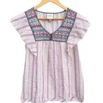 Knox Rose Embroidered Linen Boho Peasant Top Photo 0