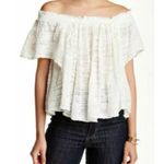 Free People Medium Thrills & Frills Off The Shoulder Angel Wing Top Ivory #GH2-1 Photo 12