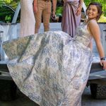 David's Bridal David’s Bridal Metallic Jaquard Spaghetti Strap Dress Photo 1