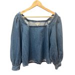 NWOT J.Crew Squareneck Denim Blouse Cottage Core Minimalist Parisian Style S Blue Size M Photo 2