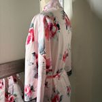Apt. 9  Satin Pink and Red Floral Kimono Robe Photo 5