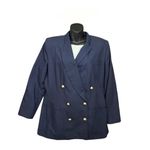 Oleg Cassini VTG 80s  Navy Blazer Double Breasted 6 Button Front Women’s 12 Photo 2