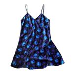 None Bay6 Black Floral Slip Dress Purple Blue Satin Look Size M Photo 1