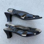 Arche France Black Leather Cutout Textured Slingback Heels Women's Size 38 US 8 Photo 0