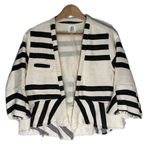 dRA Los Angeles Black White Striped Open Cropped Cardigan Jacket Textured Small Photo 1