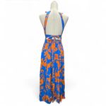 Abel the label Anthropologie Charlie Blue Orange High Neck Backless Maxi Dress S Photo 2
