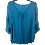 Unique spectrum 3x Pullover Gauzy Crochet 3/4 Sleeve Top Photo 0