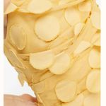 ASOS Thin Straps High Thigh Slit Cowl Neck Pale Yellow Textured Circle Dress Photo 3