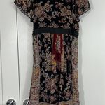 Nicole Miller Size 6 Black and Red V-Neck Floral Beaded Cap Sleeve Dress Photo 2