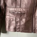 Bernardo  Bronze Metallic Zipper Leather‎ Jacket Womens Size Large Photo 3