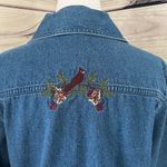North Crest Vintage Denim Winter Embroidered Button Down Shirt Jacket Photo 6