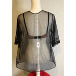Women's Vintage Shortsleeve Black Sheer Robe M Size M Photo 2