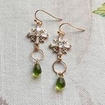 Czech Glass Cross Shape Forest Green Olive Boho Mini Hoop Dangle Casual Earrings Photo 0