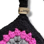 Handmade  Crochet Purse with Cotton Liner Hot Pink and Black Photo 2