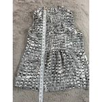 Theory  Sleeveless Silk Shirt Size L Geometric Print Pleated Front Minimalist Photo 6