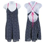 Double Zero Mini Dress Derby Daze Sleeveless Lace Up Open Back Plaid Print Small Photo 1